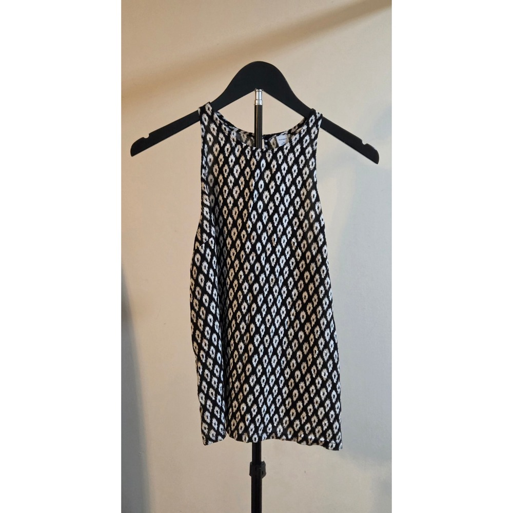 Old Navy Geometric Print High Neck Tank Top Women's Size XS Black White